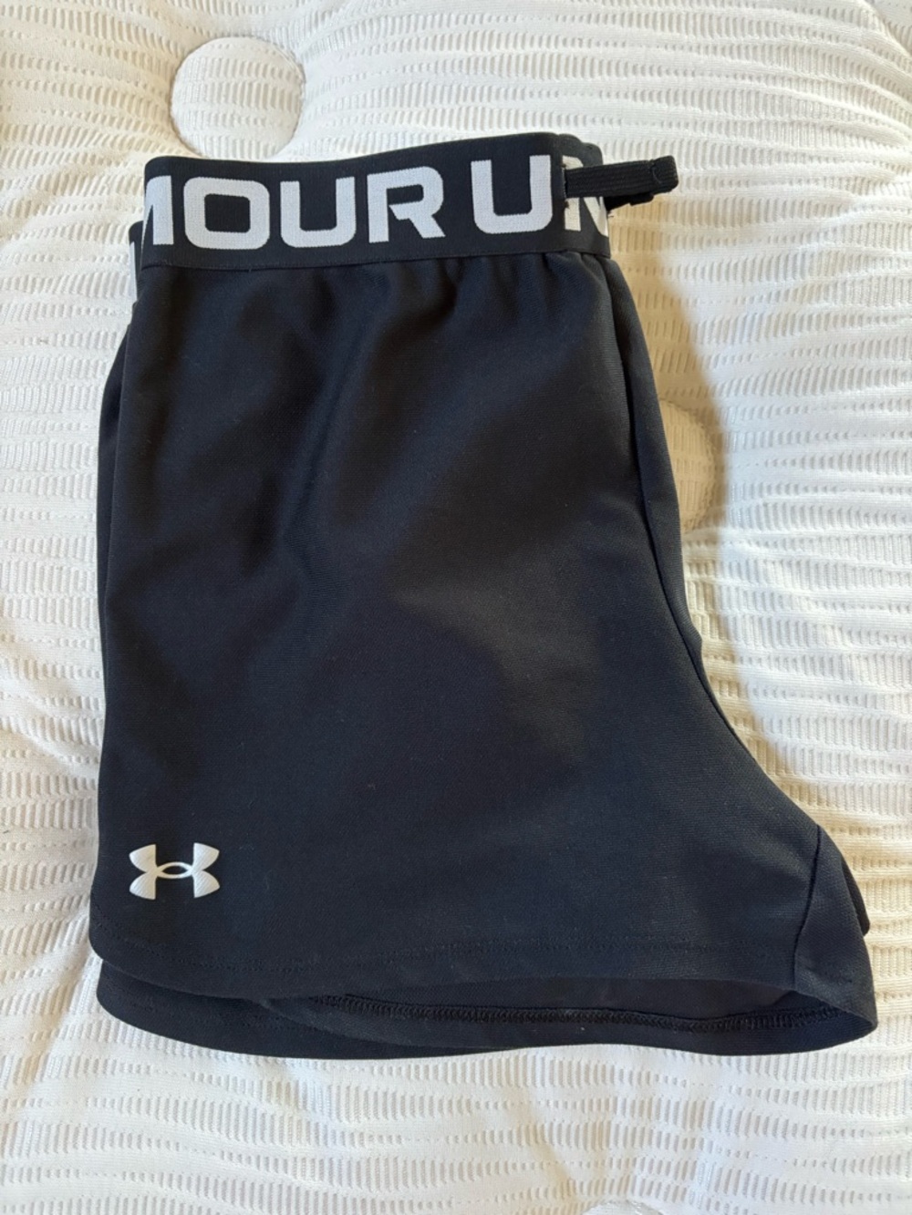 Under Armour Black Performance Shorts with White Logo Waistband